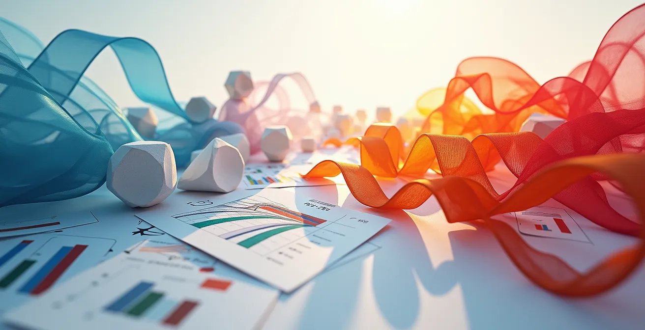 Kreative Darstellung der Transformation von Rohdaten zu visueller Geschichte