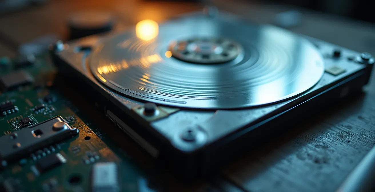 Makroaufnahme von professionellen Speichermedien für digitale Archivierung